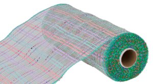 10″ x 10yd Vertical Foil Plaid Mesh