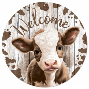 12″Dia Metal Welcome W/Calf Sign