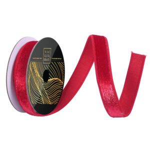 1″ x 10yd Red Velvet Luster Wired Ribbon