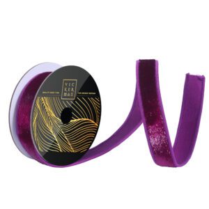 1″ x 10yd Plum Velvet Luster Wired Ribbon.