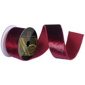 2.5″ x 10yd Burgundy Velvet Luster Wired Ribbon