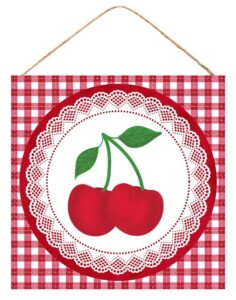10″Sq Double Cherry/Lace Sign