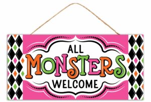 12.5″L x 6″H Mdf All Monsters Welcome