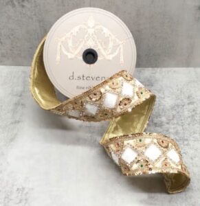 2.5″velvet jewel sequin floral diamond winter white