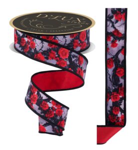 1.5″ x 10yd Roses And Vines/Fused